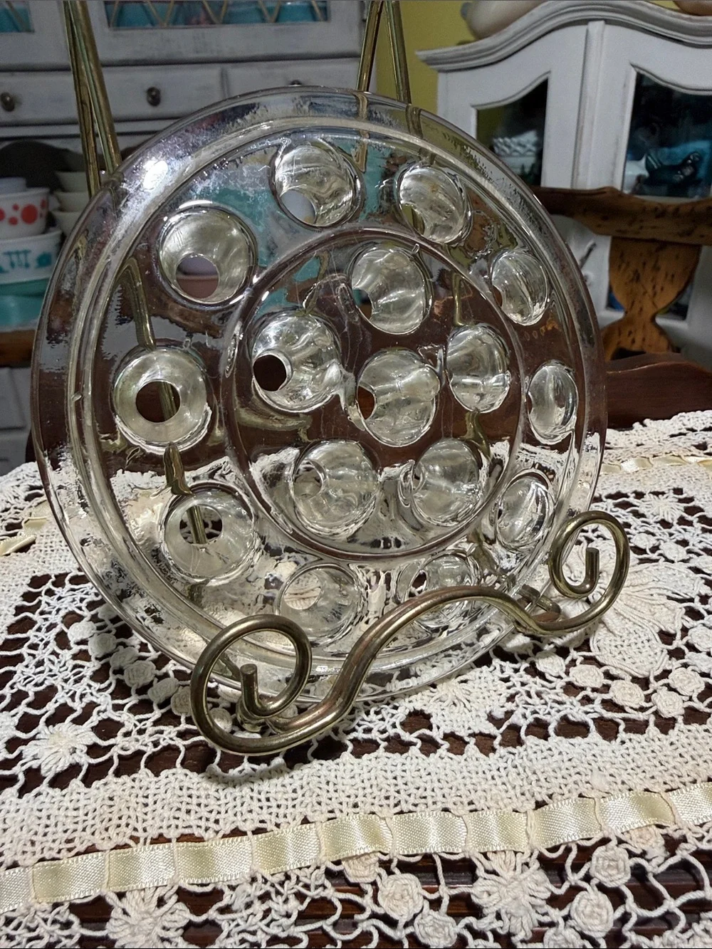Vintage 16 hole flower frog 5”